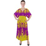 Yellow And Purple In Harmony V-Neck Boho Style Maxi Dress