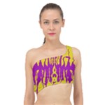 Yellow And Purple In Harmony Spliced Up Bikini Top 