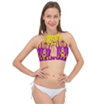 Yellow And Purple In Harmony Cross Front Halter Bikini Top