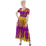 Yellow And Purple In Harmony Button Up Short Sleeve Maxi Dress