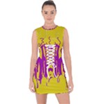 Yellow And Purple In Harmony Lace Up Front Bodycon Dress