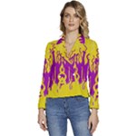 Yellow And Purple In Harmony Women s Long Sleeve Revers Collar Cropped Jacket