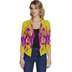Yellow And Purple In Harmony Women s Casual 3/4 Sleeve Spring Jacket