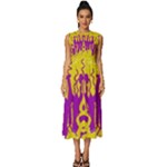 Yellow And Purple In Harmony Sleeveless Round Neck Midi Dress