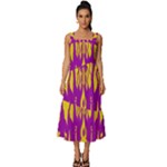 Yellow And Purple In Harmony Square Neckline Tiered Midi Dress