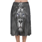 Lion King Of The Jungle Nature Velvet Flared Midi Skirt