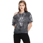 Lion King Of The Jungle Nature One Shoulder Cut Out T-Shirt