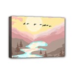 Mountain Birds River Sunset Nature Mini Canvas 7  x 5  (Stretched)