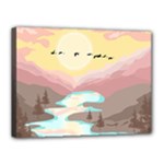 Mountain Birds River Sunset Nature Canvas 16  x 12  (Stretched)