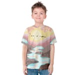 Mountain Birds River Sunset Nature Kids  Cotton T-Shirt