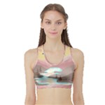 Mountain Birds River Sunset Nature Sports Bra with Border
