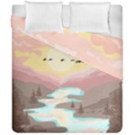 Mountain Birds River Sunset Nature Duvet Cover Double Side (California King Size)