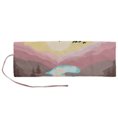 Mountain Birds River Sunset Nature Roll Up Canvas Pencil Holder (M) from UrbanLoad.com