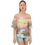 Mountain Birds River Sunset Nature Off Shoulder Short Sleeve Top