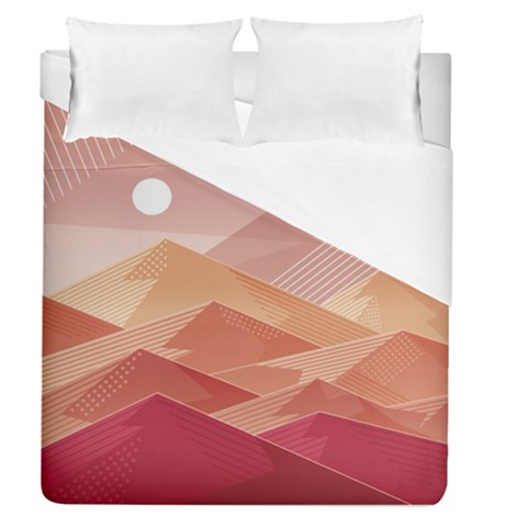 Mountains Sunset Landscape Nature Duvet Cover (Queen Size) from UrbanLoad.com