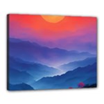 Valley Night Mountains Canvas 20  x 16  (Stretched)