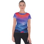 Valley Night Mountains Short Sleeve Sports Top 
