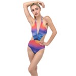 Valley Night Mountains Plunging Cut Out Swimsuit