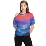 Valley Night Mountains One Shoulder Cut Out T-Shirt