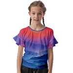 Valley Night Mountains Kids  Cut Out Flutter Sleeves