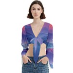 Valley Night Mountains Trumpet Sleeve Cropped Top