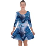 Dolphin Swimming Sea Ocean Quarter Sleeve Skater Dress