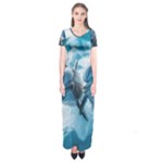Dolphin Swimming Sea Ocean Short Sleeve Maxi Dress
