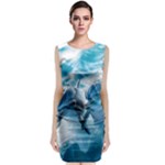 Dolphin Swimming Sea Ocean Sleeveless Velvet Midi Dress