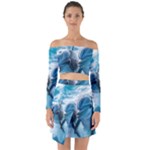 Dolphin Swimming Sea Ocean Off Shoulder Top with Skirt Set