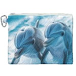 Dolphin Swimming Sea Ocean Canvas Cosmetic Bag (XXL)