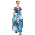 Dolphin Swimming Sea Ocean Kids  Short Sleeve Maxi Dress