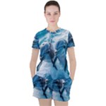 Dolphin Swimming Sea Ocean Women s T-Shirt and Shorts Set