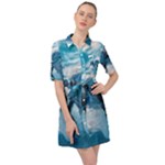 Dolphin Swimming Sea Ocean Belted Shirt Dress
