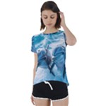 Dolphin Swimming Sea Ocean Short Sleeve Open Back T-Shirt