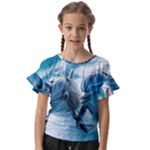 Dolphin Swimming Sea Ocean Kids  Cut Out Flutter Sleeves
