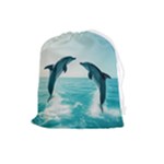 Dolphin Sea Ocean Drawstring Pouch (Large)