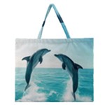 Dolphin Sea Ocean Zipper Large Tote Bag