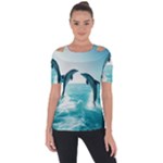 Dolphin Sea Ocean Shoulder Cut Out Short Sleeve Top