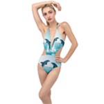 Dolphin Sea Ocean Plunging Cut Out Swimsuit