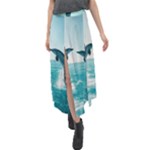 Dolphin Sea Ocean Velour Split Maxi Skirt