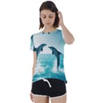 Dolphin Sea Ocean Short Sleeve Open Back T-Shirt