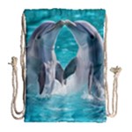 Dolphins Sea Ocean Drawstring Bag (Large)