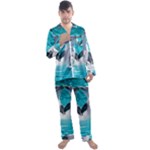 Dolphins Sea Ocean Men s Long Sleeve Satin Pajamas Set
