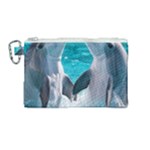 Dolphins Sea Ocean Canvas Cosmetic Bag (Medium)