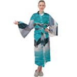 Dolphins Sea Ocean Maxi Velvet Kimono