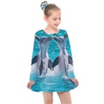Dolphins Sea Ocean Kids  Long Sleeve Dress