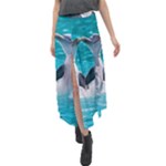 Dolphins Sea Ocean Velour Split Maxi Skirt