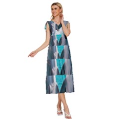 V-Neck Drawstring Shoulder Sleeveless Maxi Dress 