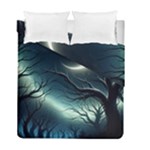 Moon Moonlit Forest Fantasy Midnight Duvet Cover Double Side (Full/ Double Size)