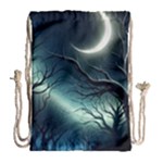 Moon Moonlit Forest Fantasy Midnight Drawstring Bag (Large)